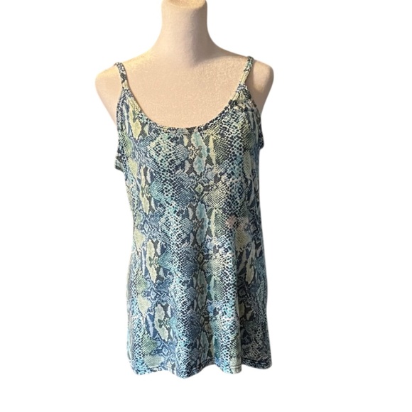 OP Blue & Green Snake Print Spaghetti Strap Camisole Top Juniors Size XL (15-17) - Picture 1 of 7